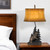 29" Antiqued Bronze Novelty Table Lamp With Brown Bell Shade