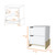 20" White And Natural Wood Two Drawer Nightstand