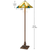 62" Two Light Tiffany Style Floor Lamp With Amber Blue And Green Stained Glass Shade