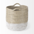 Set of Three Beige And White Wicker Desk Organizer