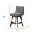 26" Gray and Brown Solid Wood Counter Height Swivel Bar Chair - 606114746102