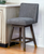 26" Gray and Brown Solid Wood Counter Height Swivel Bar Chair - 606114746102