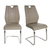 Set of Two Taupe and Silver Upholstered Leather Dining Side Chairs - 808230090286