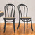 Set of Two Black and Natural Solid Wood And Rattan Curved Back Dining Side Chairs - 808230089617