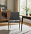 Gray and Antiqued Brass Upholstered Fabric Dining Arm Chair - 606114578956