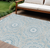 10' X 14' Denim Blue And Ivory Floral Medallion Washable Indoor Outdoor Area Rug - 608219034368