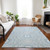 10' X 14' Denim Blue And Ivory Floral Medallion Washable Indoor Outdoor Area Rug - 608219034368