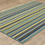 9' X 13' Blue Striped Stain Resistant Indoor Outdoor Area Rug - 606114570486