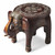 15" Warm Brown Hand Painted Floral 3D Elephant End Table - 606114029038