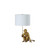 26" Antiqued Gold Sitting Monkey Table Lamp With White - 606114077244