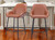 Set of Two 25" Brown And Black Faux Leather And Steel Counter Height Bar Chairs