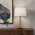 28" Brown Table Lamp With Off White Empire Shade