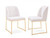 Set of Two White and Gold Upholstered Fabric Wing Back Dining Side Chairs