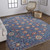 2' X 3' Blue And Red Wool Floral Hand Knotted Stain Resistant Area Rug