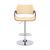 25" Cream And Silver Iron Swivel Adjustable Height Bar Chair