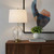 30" Clear Metal Table Lamp With Off White Drum Shade
