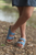 ROXONI Girls Comfort Sandals Double Buckle Adjustable Slip on Summer Slides Soft Footbed EVA Flat Slides Footbed Suede with Arch Support Non-Slip