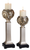 Set of Two Silver Polyresin Filigree Tabletop Pillar Candle Holders With Candle