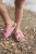 ROXONI Girls Comfort Sandals Double Buckle Adjustable Slip on Summer Slides Soft Footbed EVA Flat Slides Footbed Suede with Arch Support Non-Slip