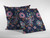 16" Navy Pink Peacock Zippered Suede Throw Pillow