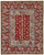 2' X 3' Red Blue And Brown Wool Floral Hand Knotted Distressed Stain Resistant Area Rug With Fringe