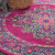 4’ Round Fuchsia and Blue Distressed Area Rug - 4512822816333