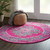 4’ Round Fuchsia and Blue Distressed Area Rug - 4512822816333