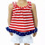 AnnLoren Baby and Big Girls 4th of July Swing Tank Top with Ruffle Trim and Bow