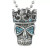 Blue Fire Skull with Crown Necklace