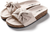 Roxoni Women Comfort Sandals Ribbon Bow Top EVA Flat Slides Footbed Suede with Arch Support Non-Slip
