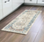 8' Ivory Blue and Gray Oriental Distressed Runner Rug With Fringe
