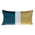 Homeroots Home Decor Sea Green and Yellow Quilted Colorblock Velvet Lumbar Throw Pillow