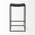 35" Brown and Black Leather and Iron Backless Counter Height Bar Chair