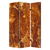 72" Brown Canvas Folding Three Panel Screen Room Divider