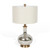 27" Silver Metallic Glass LED Table Lamp With Ivory Drum Shade