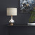 27" Silver Metallic Glass LED Table Lamp With Ivory Drum Shade