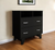 32" Black Two Drawer Dresser With Open Shelving