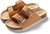 ROXONI Girls Comfort Sandals Double Buckle Adjustable Slip on Summer Slides Soft Footbed EVA Flat Slides Footbed Suede with Arch Support Non-Slip