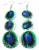 Three Tiered Peacock Feather Mother of Pearl Earrings