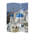 72" Blue And White Canvas Folding Three Panel Screen Room Divider