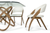 Set of Two Cream and Brown Upholstered Faux Leather Open Back Dining Arm Chairs