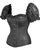 Top Drawer Steel Boned Black Satin Overbust Corset with Sleeves