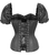 Top Drawer Steel Boned Black Satin Overbust Corset with Sleeves