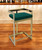 26" Green and Gold Velvet and Stainless Steel Backless Bar Height Bar Chair