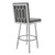 30" Gray And Silver Faux Leather And Iron Swivel Bar Height Bar Chair