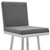 30" Gray And Silver Faux Leather And Iron Swivel Bar Height Bar Chair