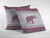 16” Red White Ornate Elephant Zippered Suede Throw Pillow