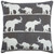 Homeroots Home Decor Gray and White Elephant Parade Down Filled Throw Pillow, Gray and White, 18 x 18 Inches