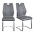 Set of Two Gray and Silver Upholstered Leather Dining Side Chairs