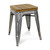 " Wood Brown And Gray Galvanized Metal Backless Bar Chair